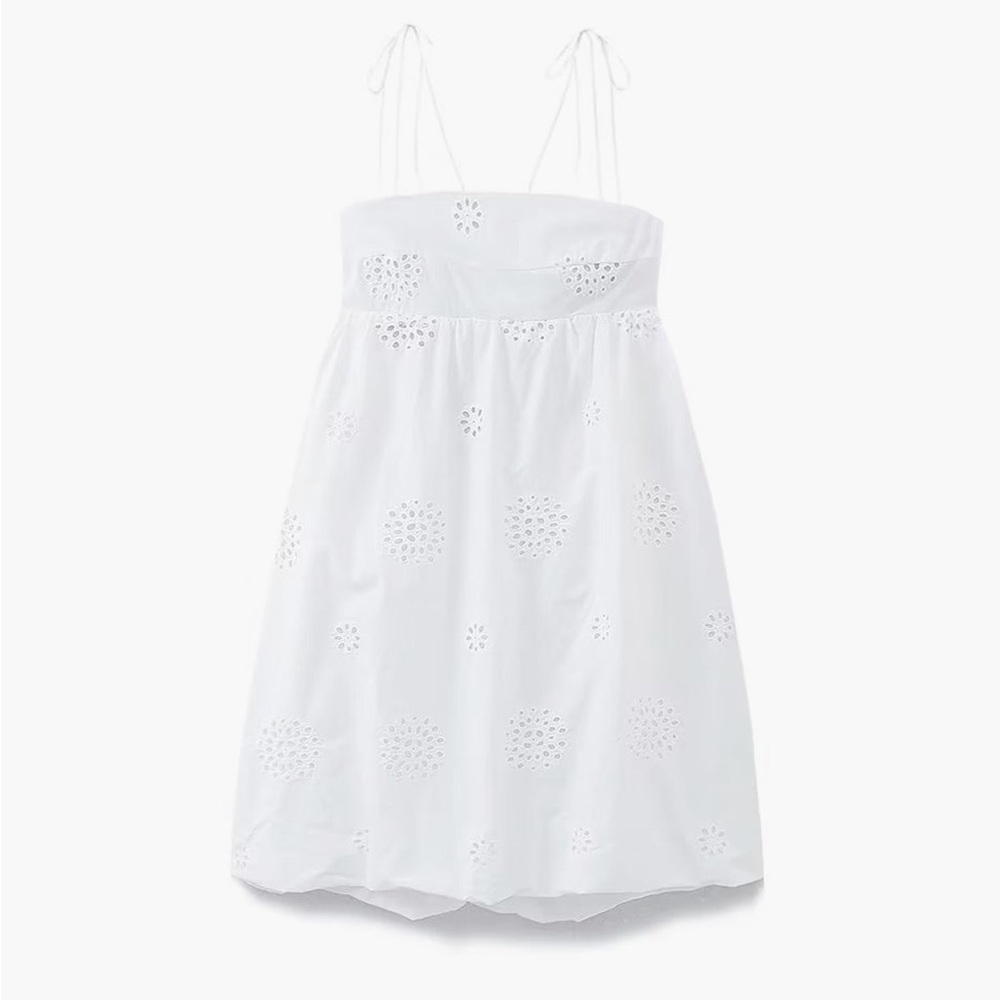 In the clouds dress cotton eyelet mini dress with bubble hem